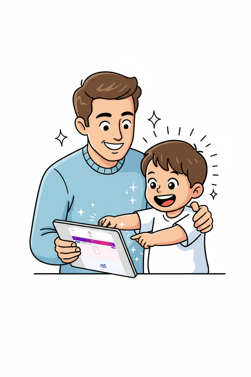 Kid engaged and persisting with Kidzofy