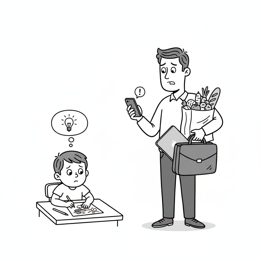 Kid needing help from parent