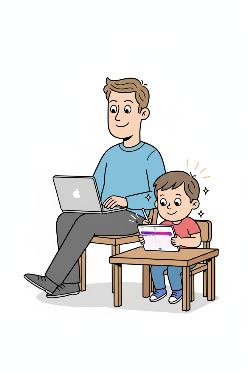 Kid learning independently with Kidzofy